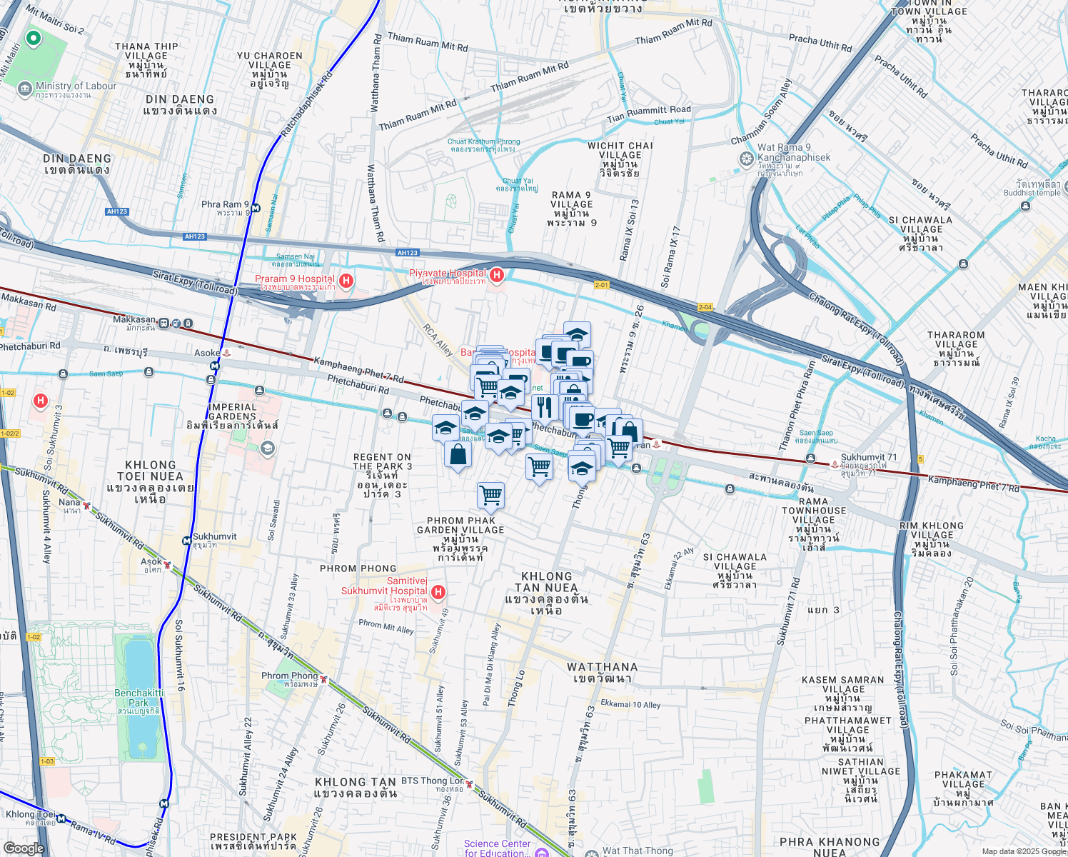 map of restaurants, bars, coffee shops, grocery stores, and more near in 