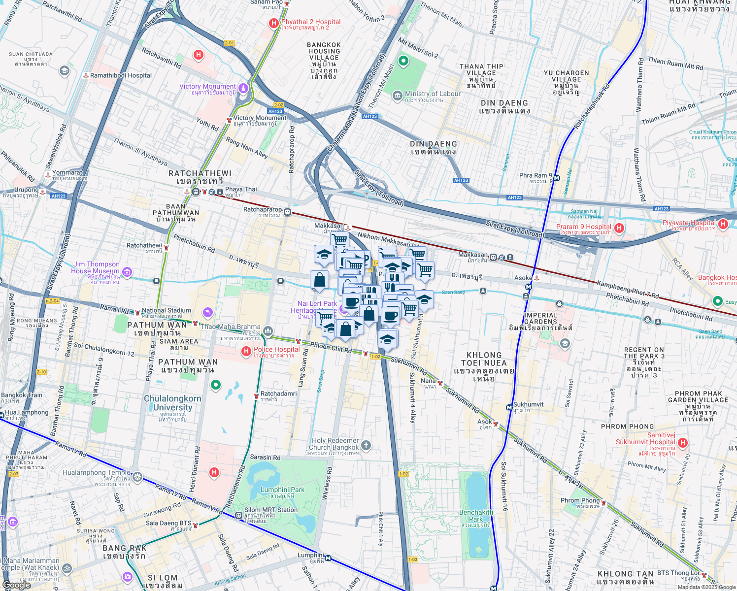 map of restaurants, bars, coffee shops, grocery stores, and more near in 