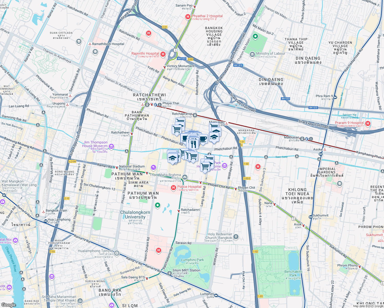 map of restaurants, bars, coffee shops, grocery stores, and more near in 