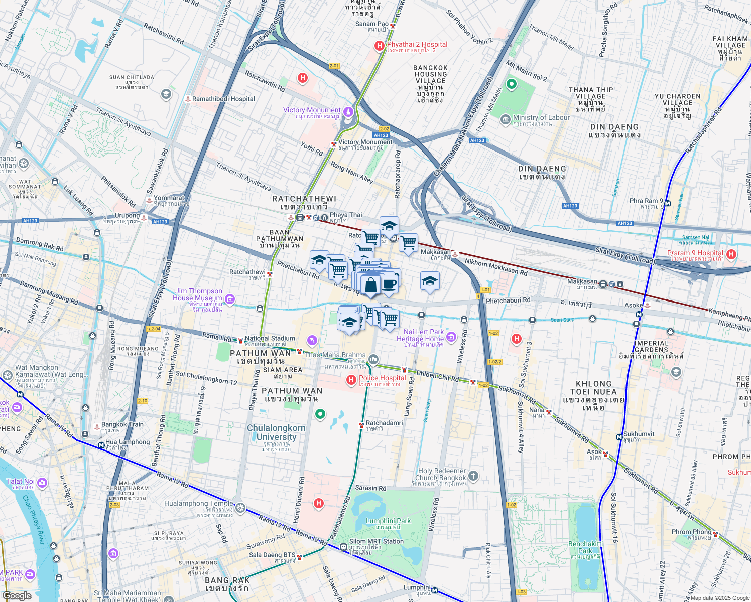 map of restaurants, bars, coffee shops, grocery stores, and more near in 