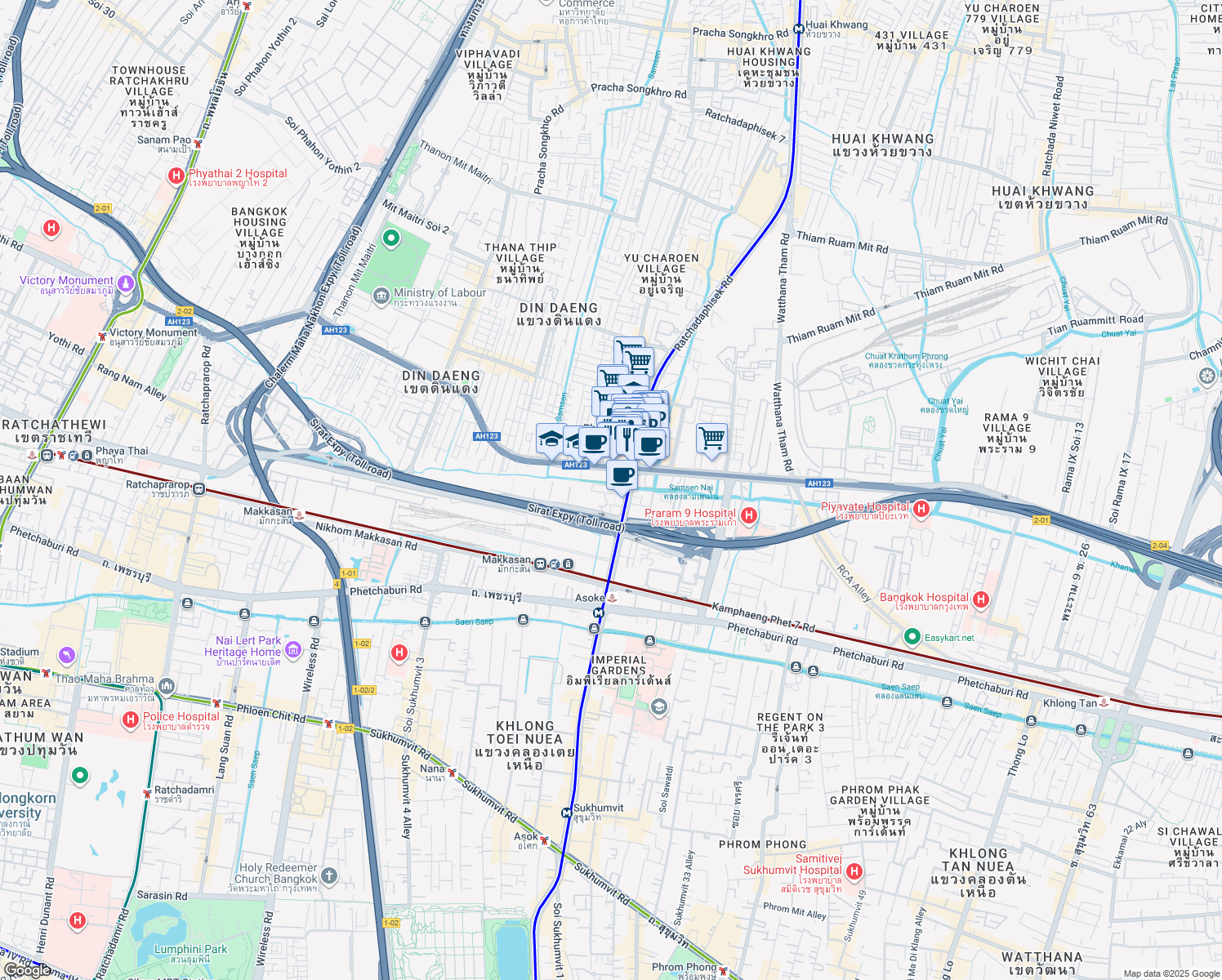 map of restaurants, bars, coffee shops, grocery stores, and more near in 