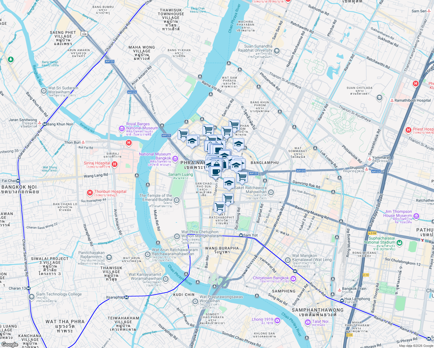 map of restaurants, bars, coffee shops, grocery stores, and more near in 