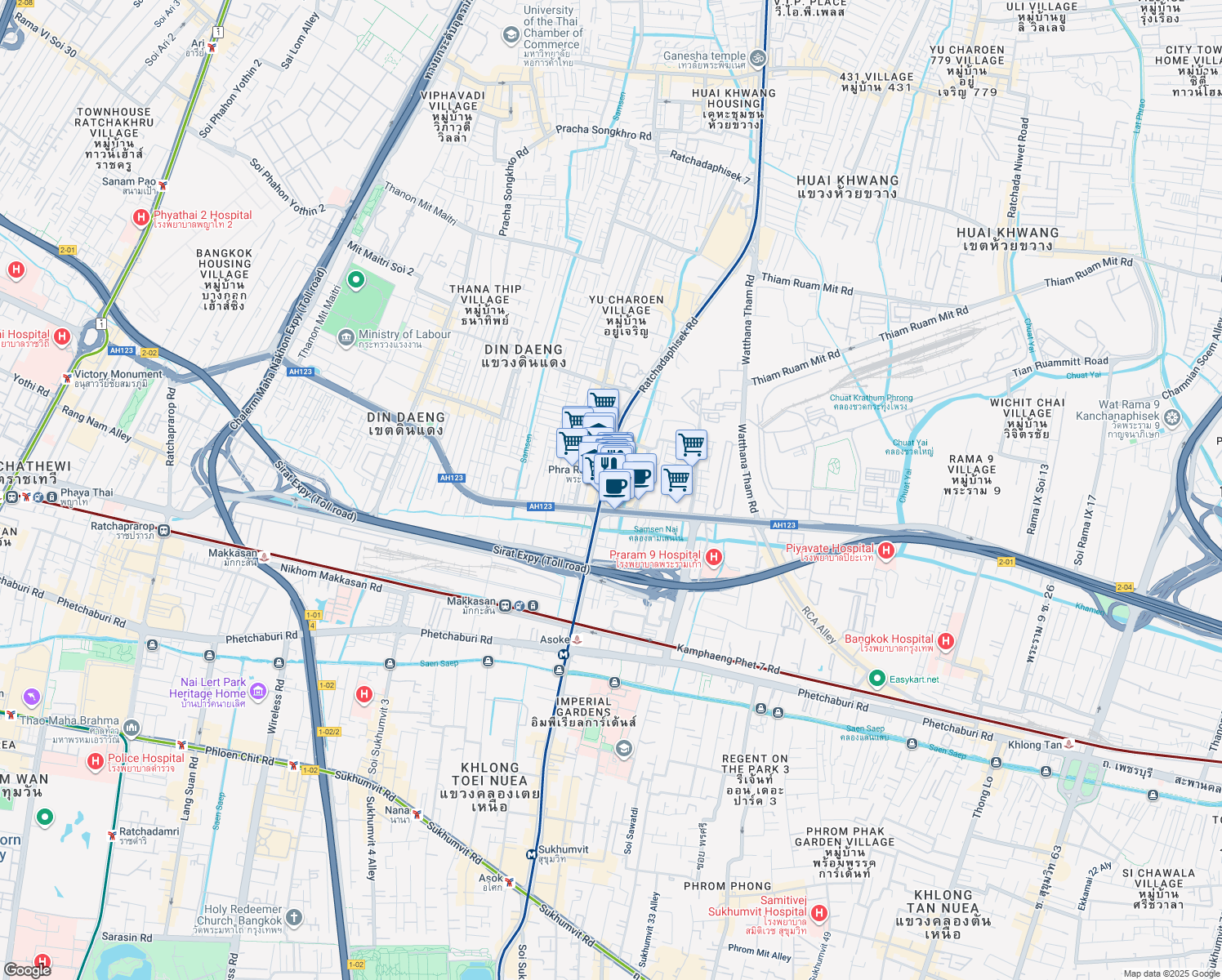 map of restaurants, bars, coffee shops, grocery stores, and more near in 