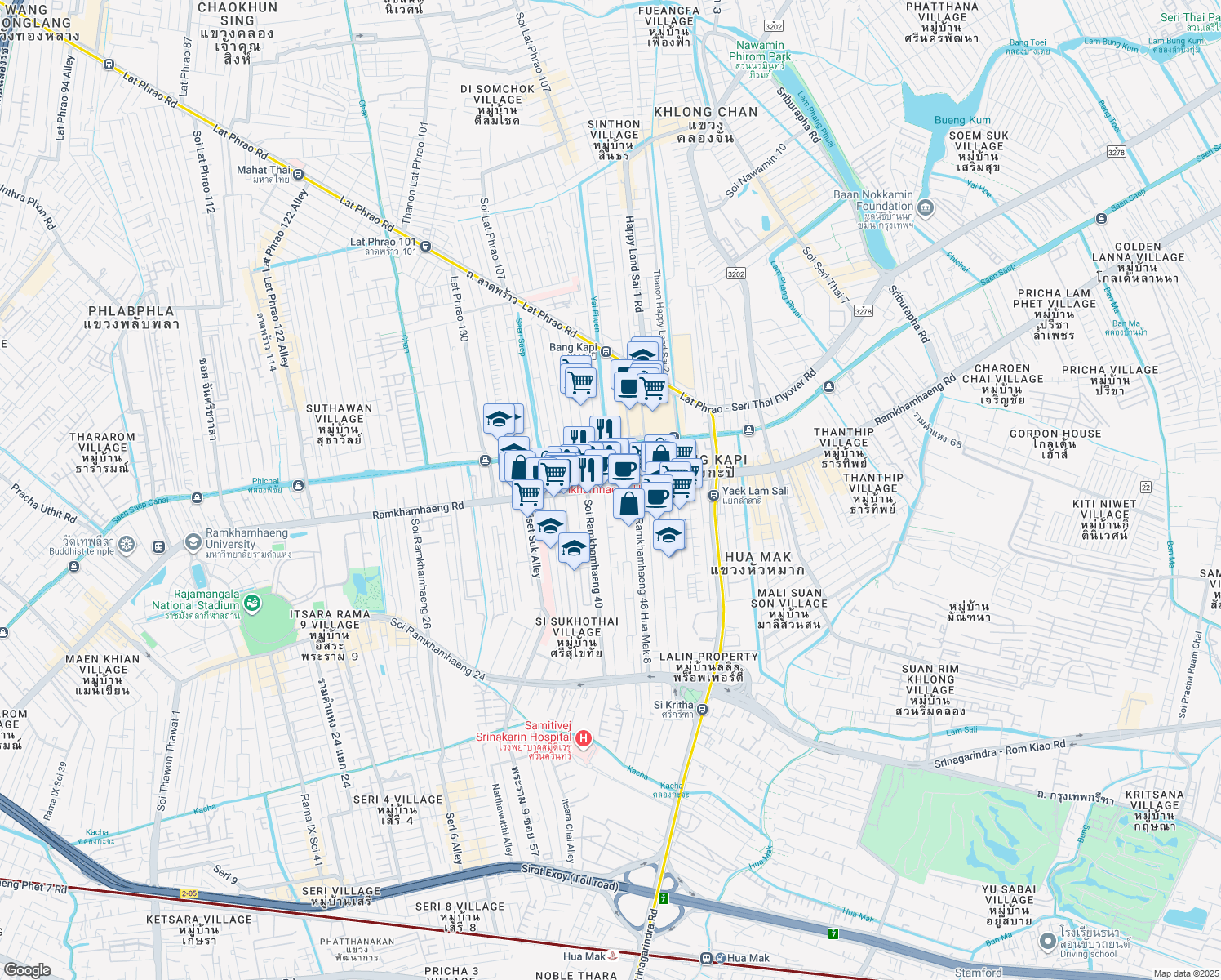 map of restaurants, bars, coffee shops, grocery stores, and more near in 