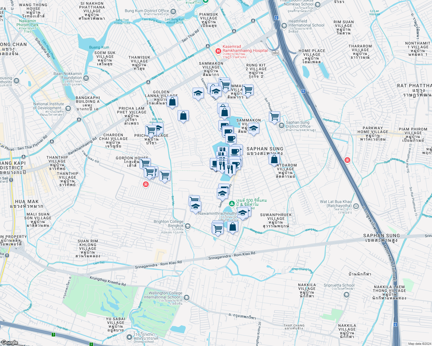 map of restaurants, bars, coffee shops, grocery stores, and more near in 