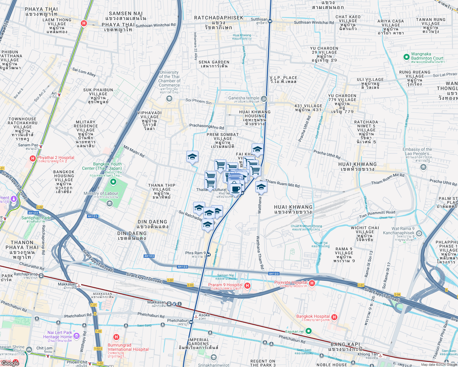 map of restaurants, bars, coffee shops, grocery stores, and more near in 