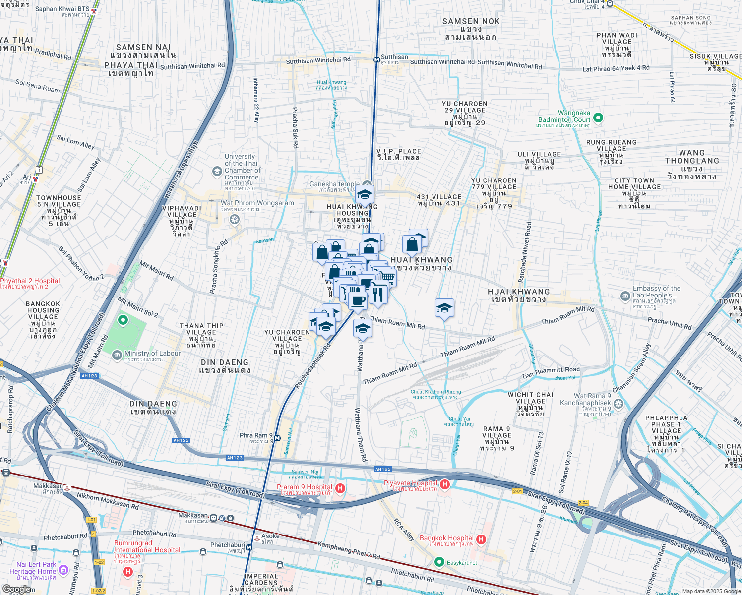map of restaurants, bars, coffee shops, grocery stores, and more near in 