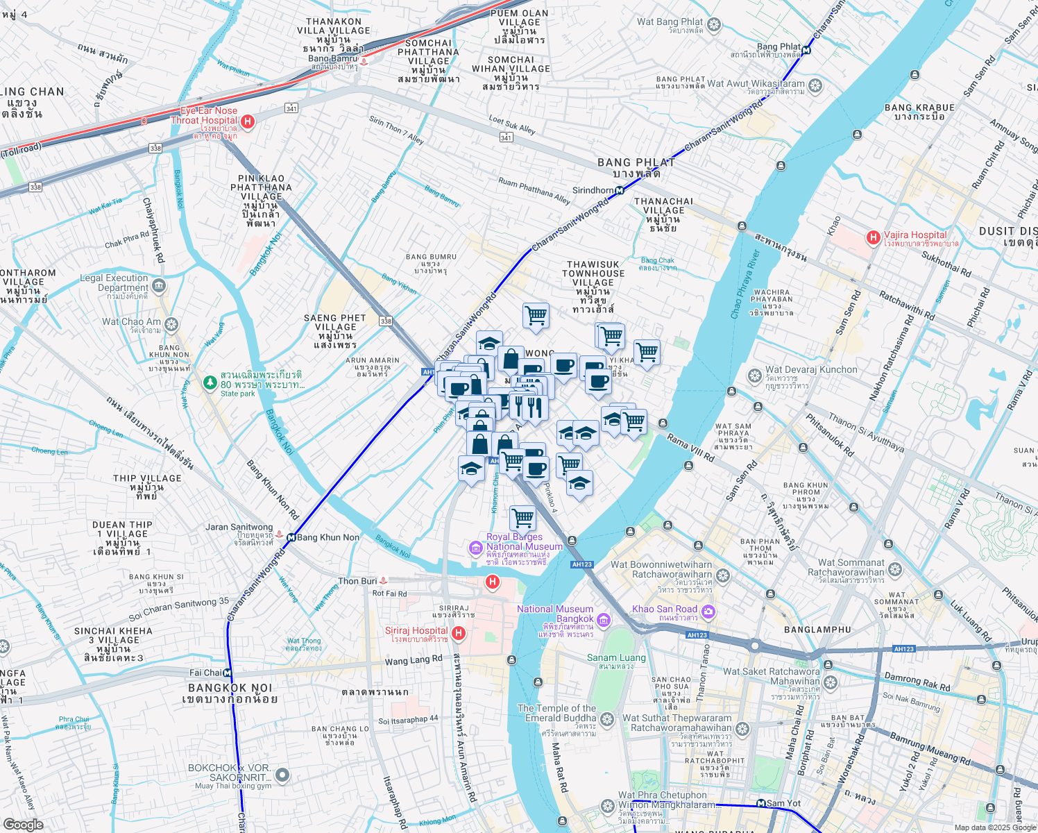 map of restaurants, bars, coffee shops, grocery stores, and more near in 
