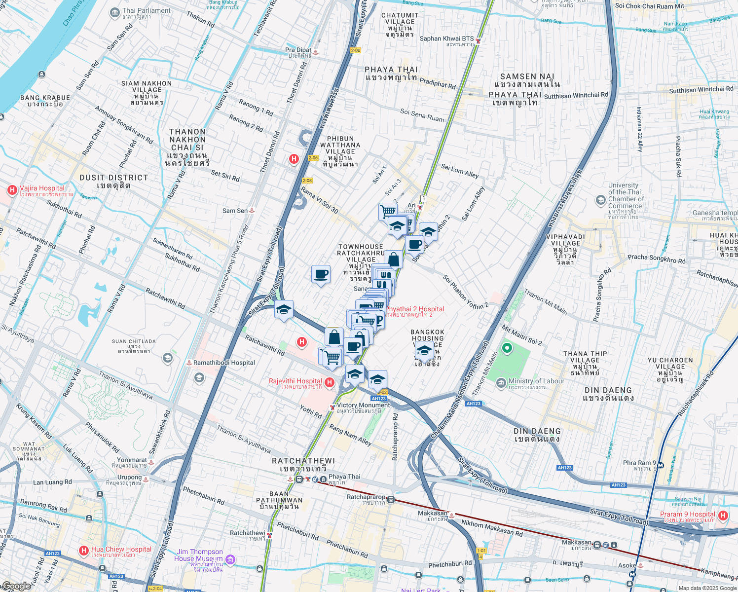 map of restaurants, bars, coffee shops, grocery stores, and more near in 