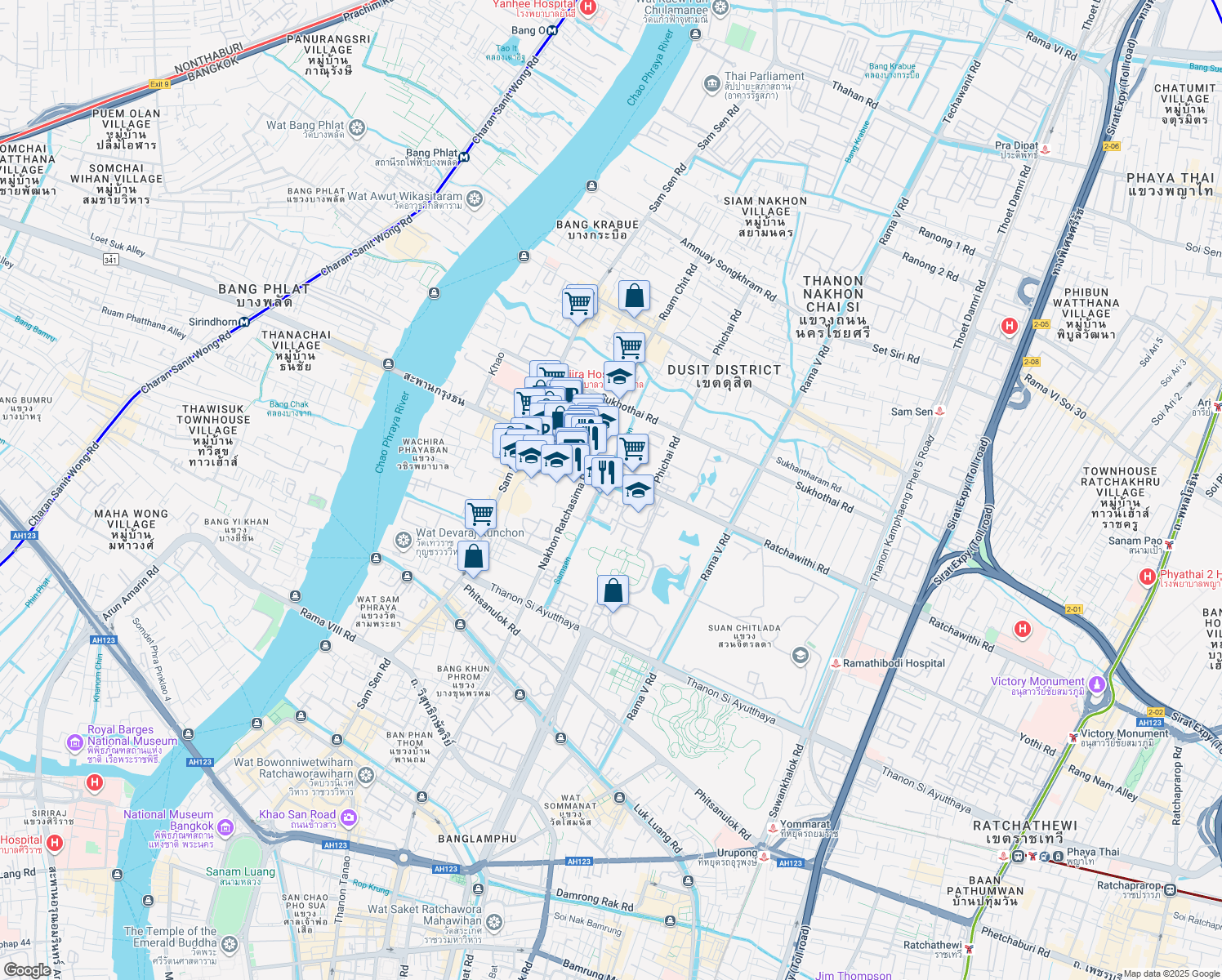 map of restaurants, bars, coffee shops, grocery stores, and more near in 