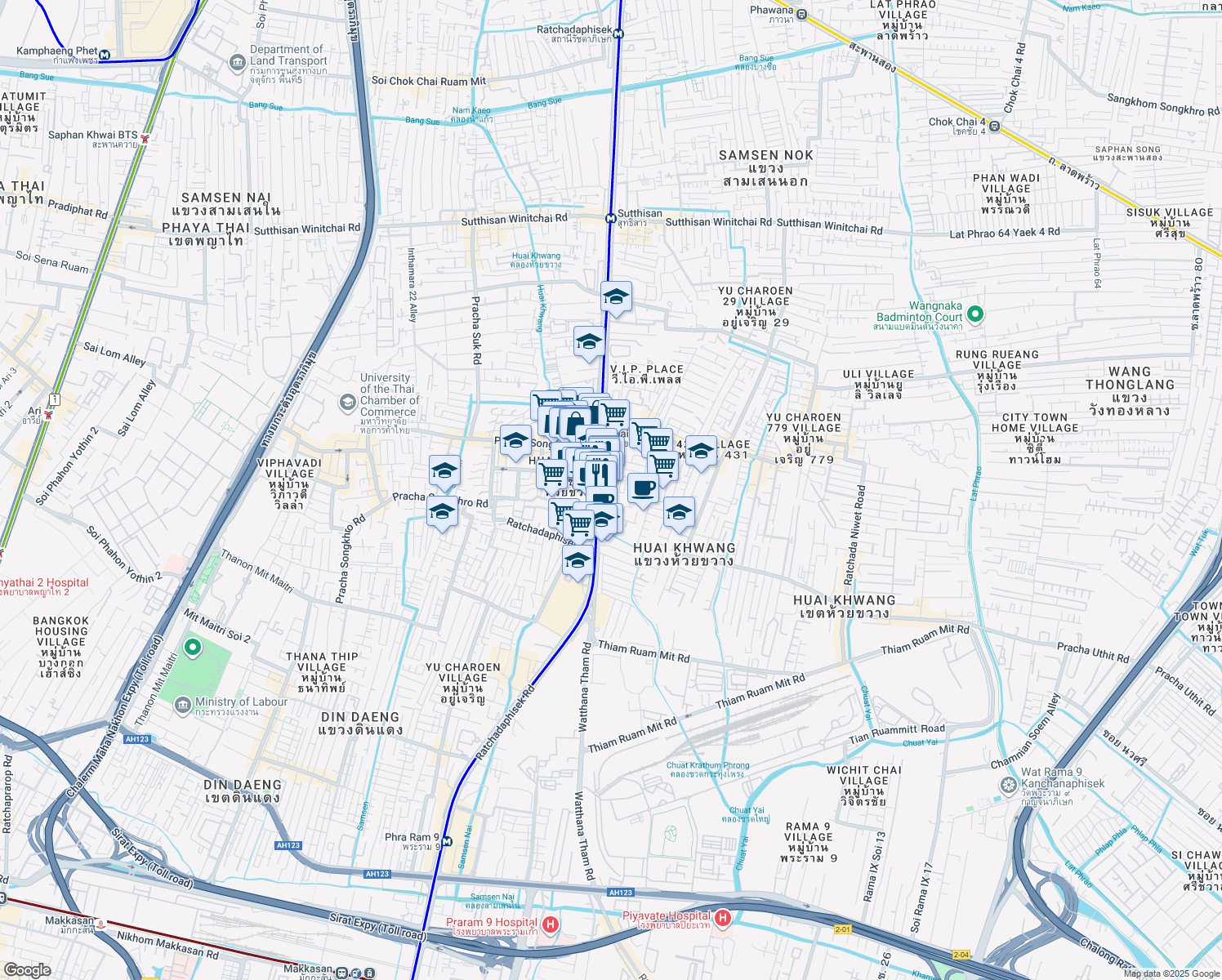 map of restaurants, bars, coffee shops, grocery stores, and more near in 