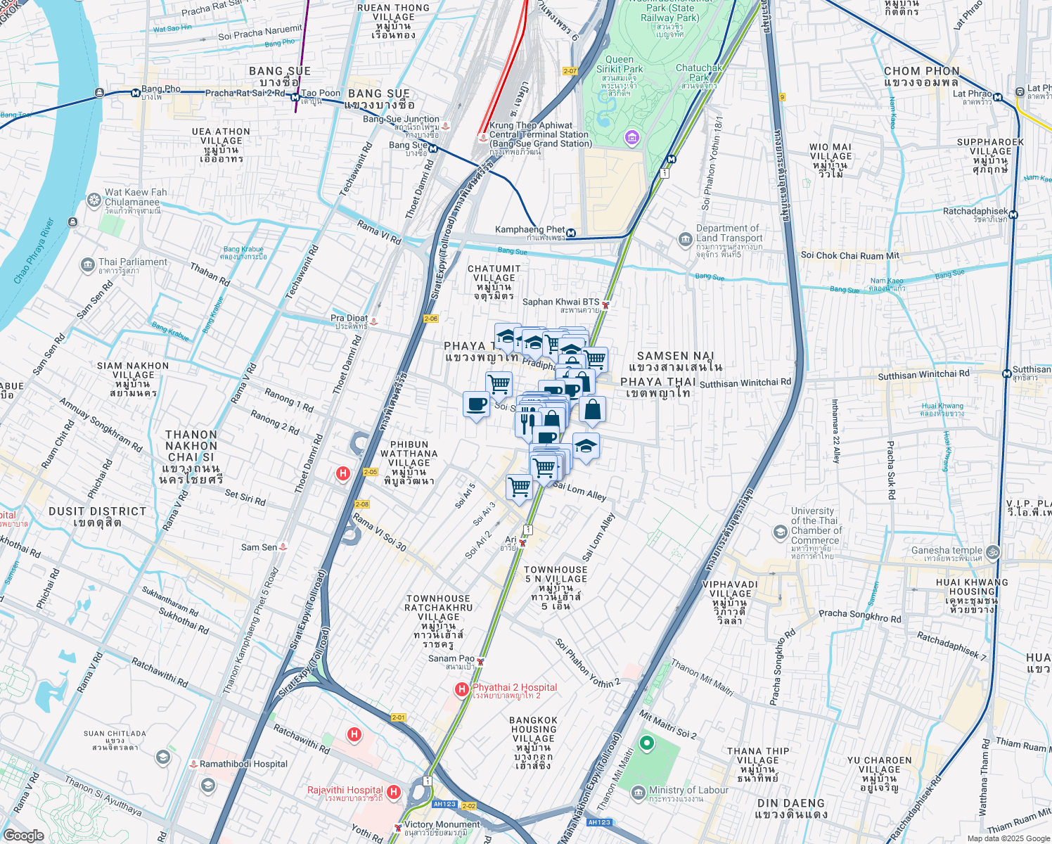 map of restaurants, bars, coffee shops, grocery stores, and more near in 