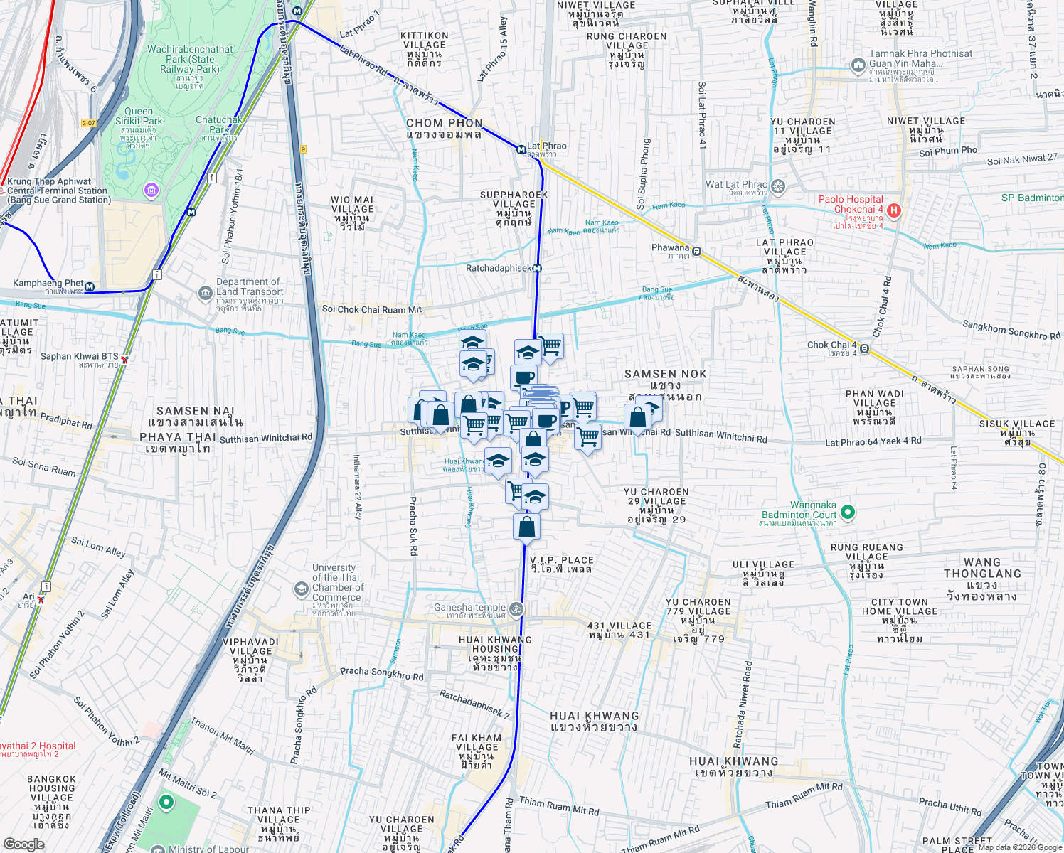 map of restaurants, bars, coffee shops, grocery stores, and more near in 