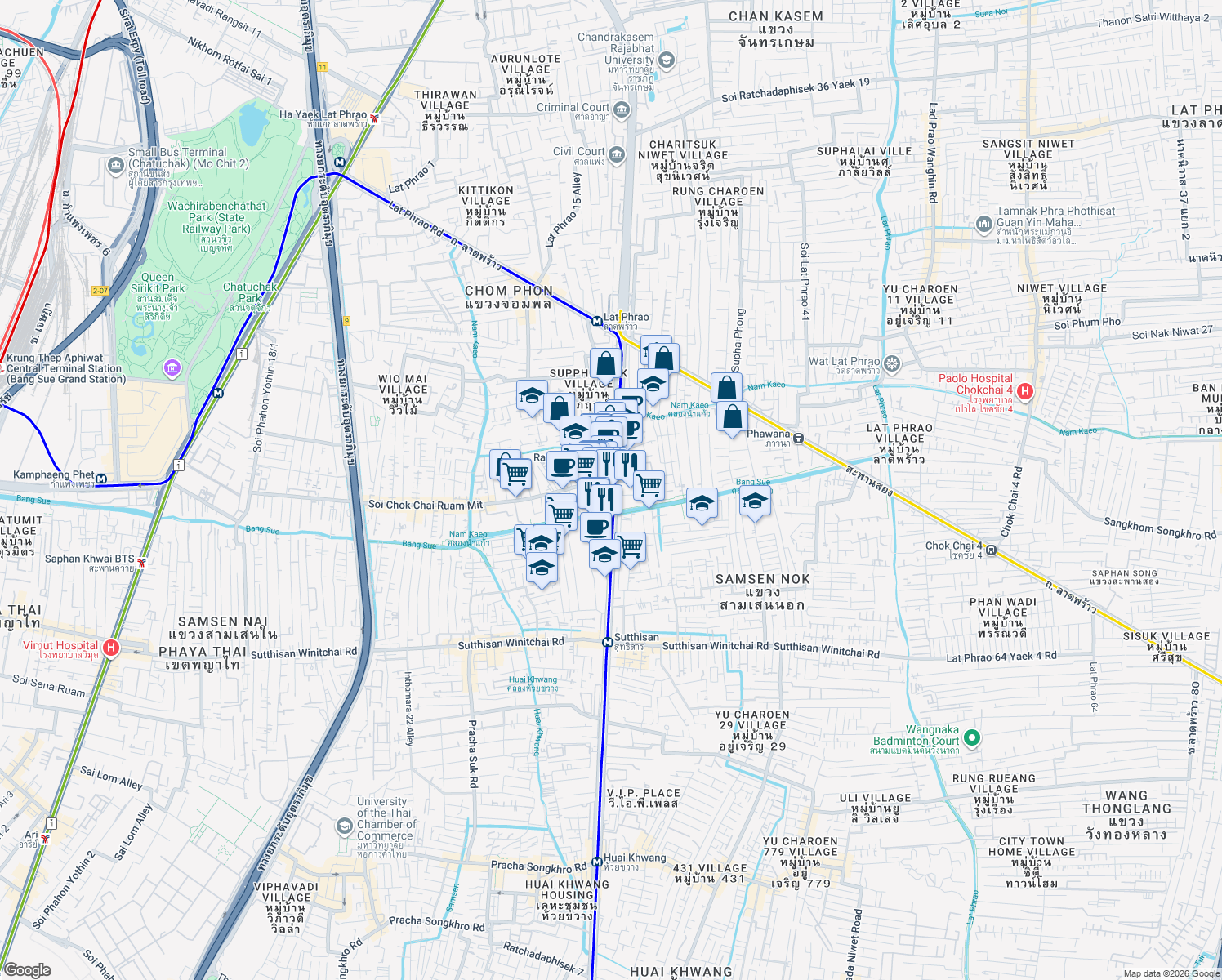 map of restaurants, bars, coffee shops, grocery stores, and more near in 