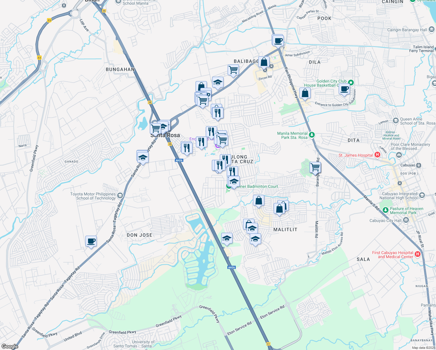 map of restaurants, bars, coffee shops, grocery stores, and more near in Santa Rosa