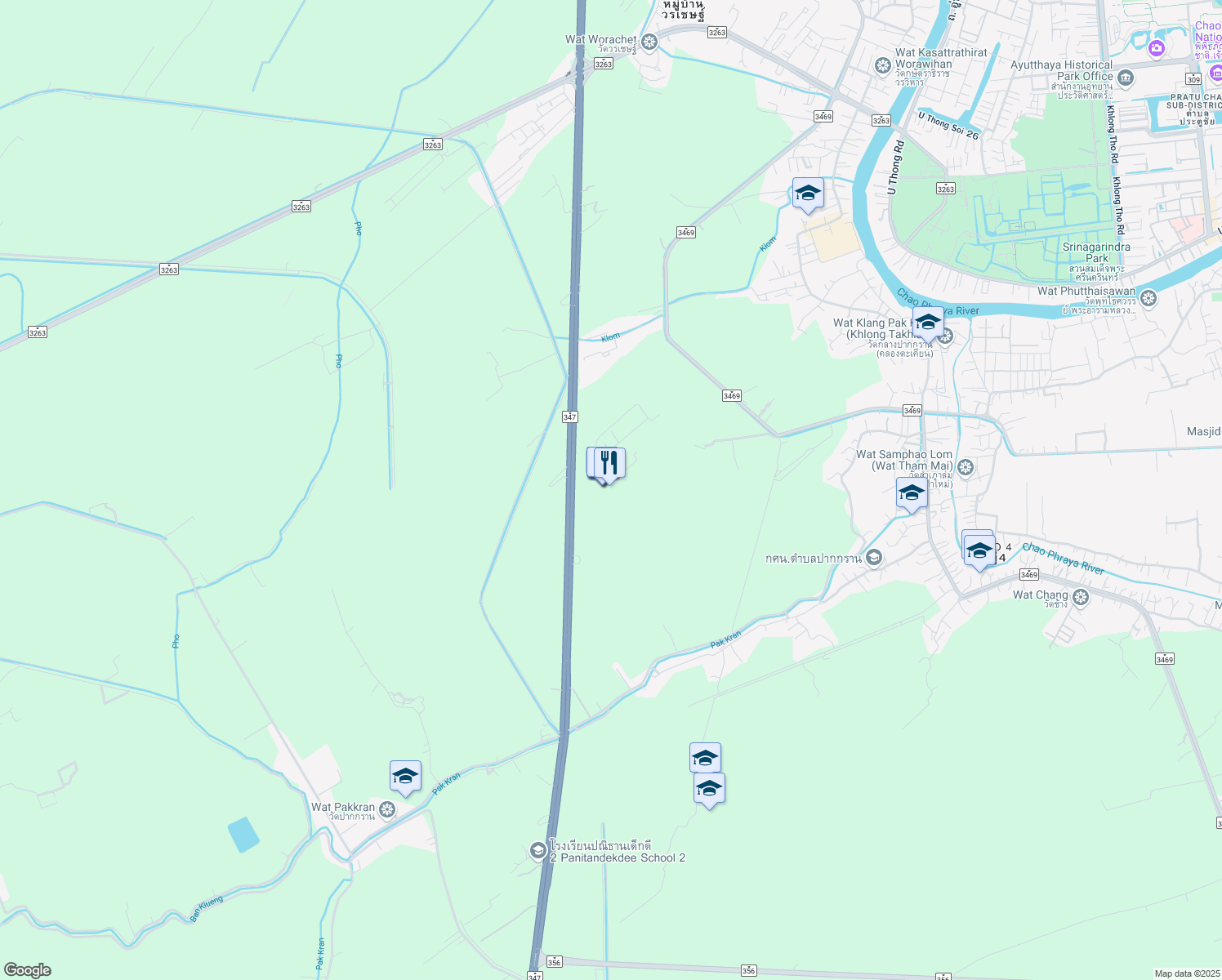 map of restaurants, bars, coffee shops, grocery stores, and more near 347 in Tambon Ban Pom