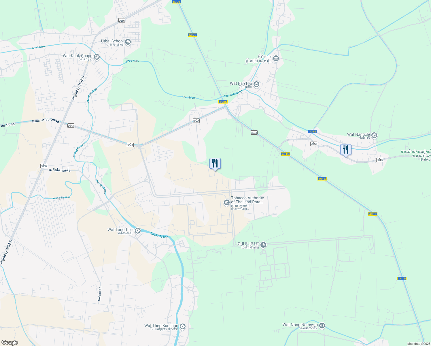 map of restaurants, bars, coffee shops, grocery stores, and more near 347 in Ban Pom