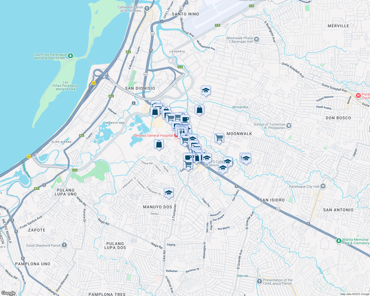 map of restaurants, bars, coffee shops, grocery stores, and more near 8166 int 5 espiritu compound Dr. Arcadio Santos Avenue in Parañaque City