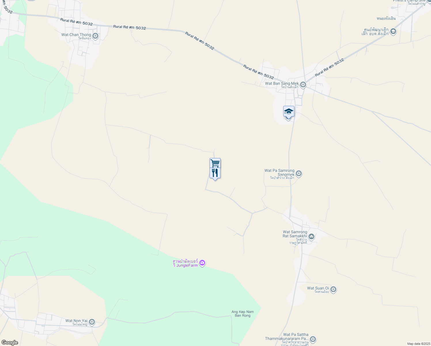 map of restaurants, bars, coffee shops, grocery stores, and more near in Kantharalak District