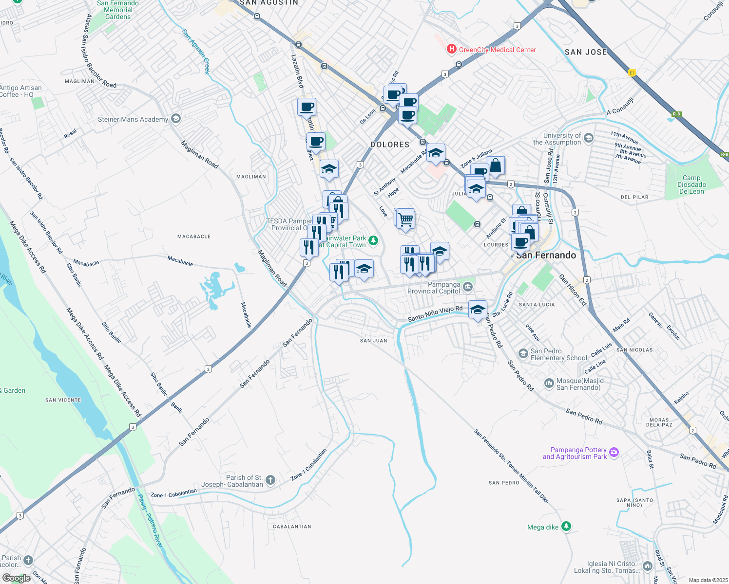 map of restaurants, bars, coffee shops, grocery stores, and more near 711 Capitol Boulevard in Fernando2000