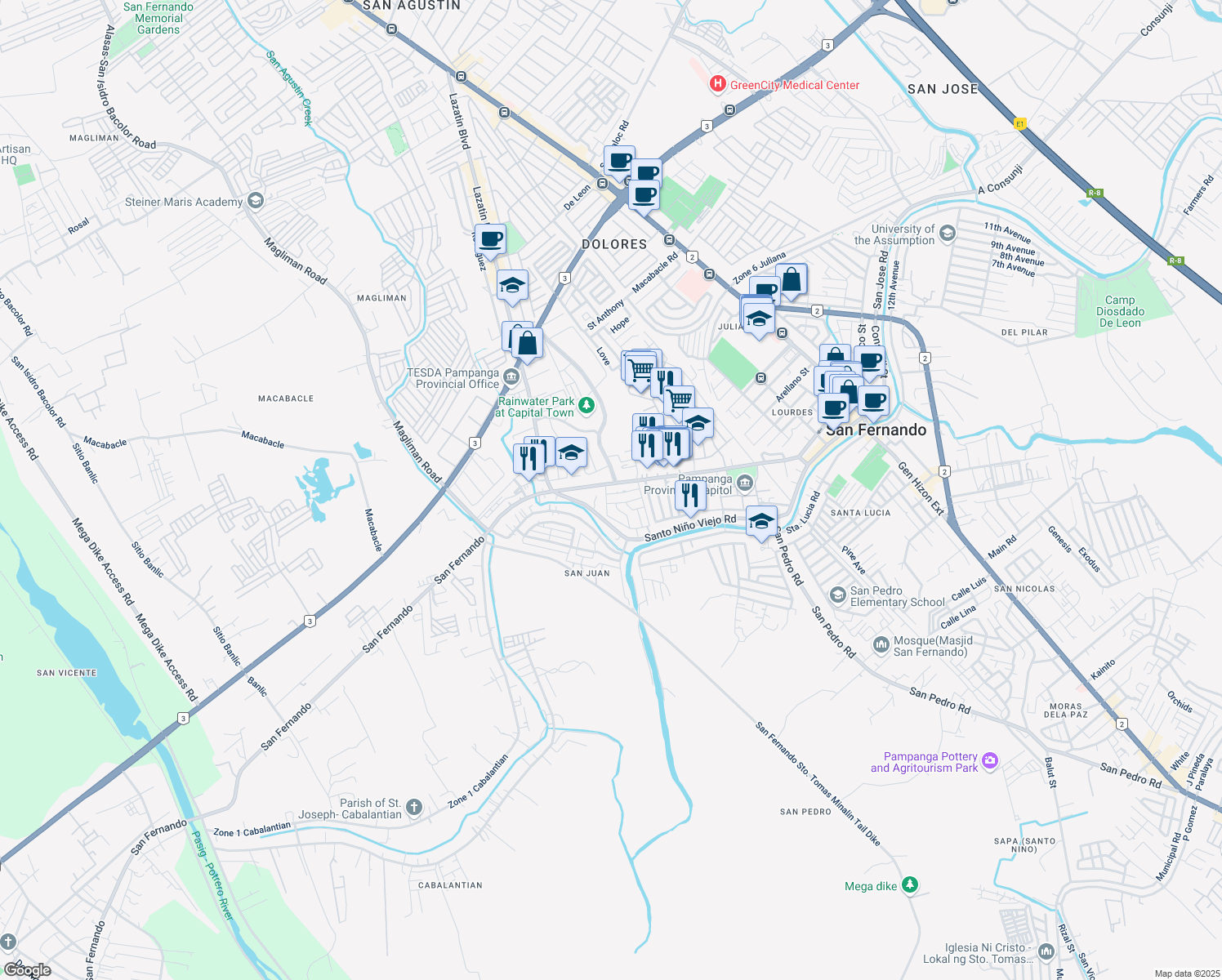 map of restaurants, bars, coffee shops, grocery stores, and more near 711 Capitol Boulevard in Fernando2000