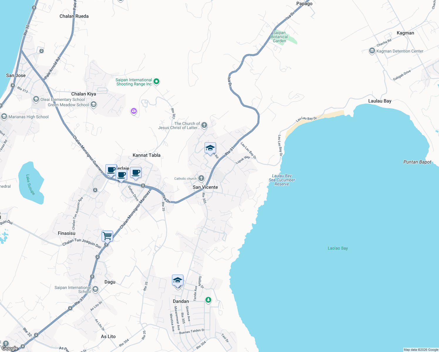 map of restaurants, bars, coffee shops, grocery stores, and more near in San Vicente
