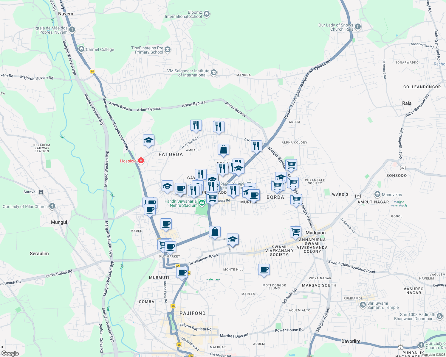 map of restaurants, bars, coffee shops, grocery stores, and more near in 