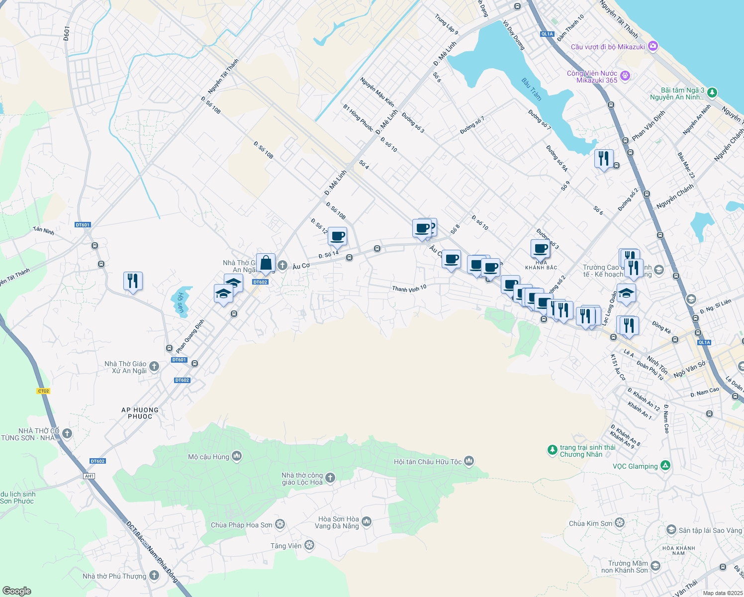 map of restaurants, bars, coffee shops, grocery stores, and more near 01 Thanh Vinh 12 in Liên Chiểu