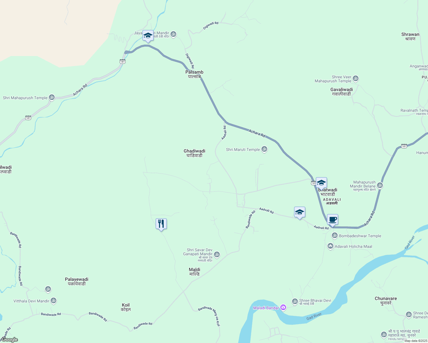 map of restaurants, bars, coffee shops, grocery stores, and more near in Maldi
