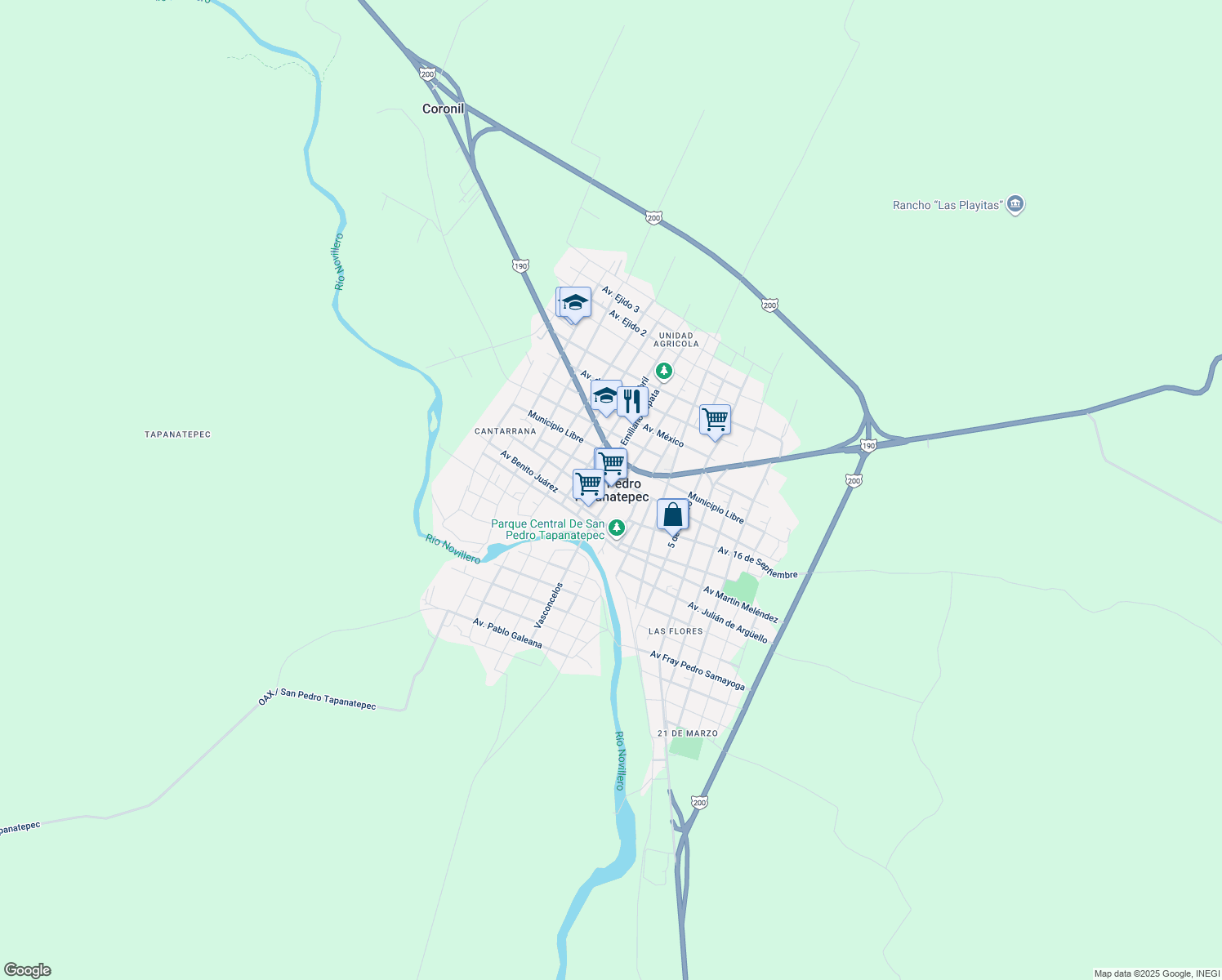 map of restaurants, bars, coffee shops, grocery stores, and more near in San Pedro Tapanatepec