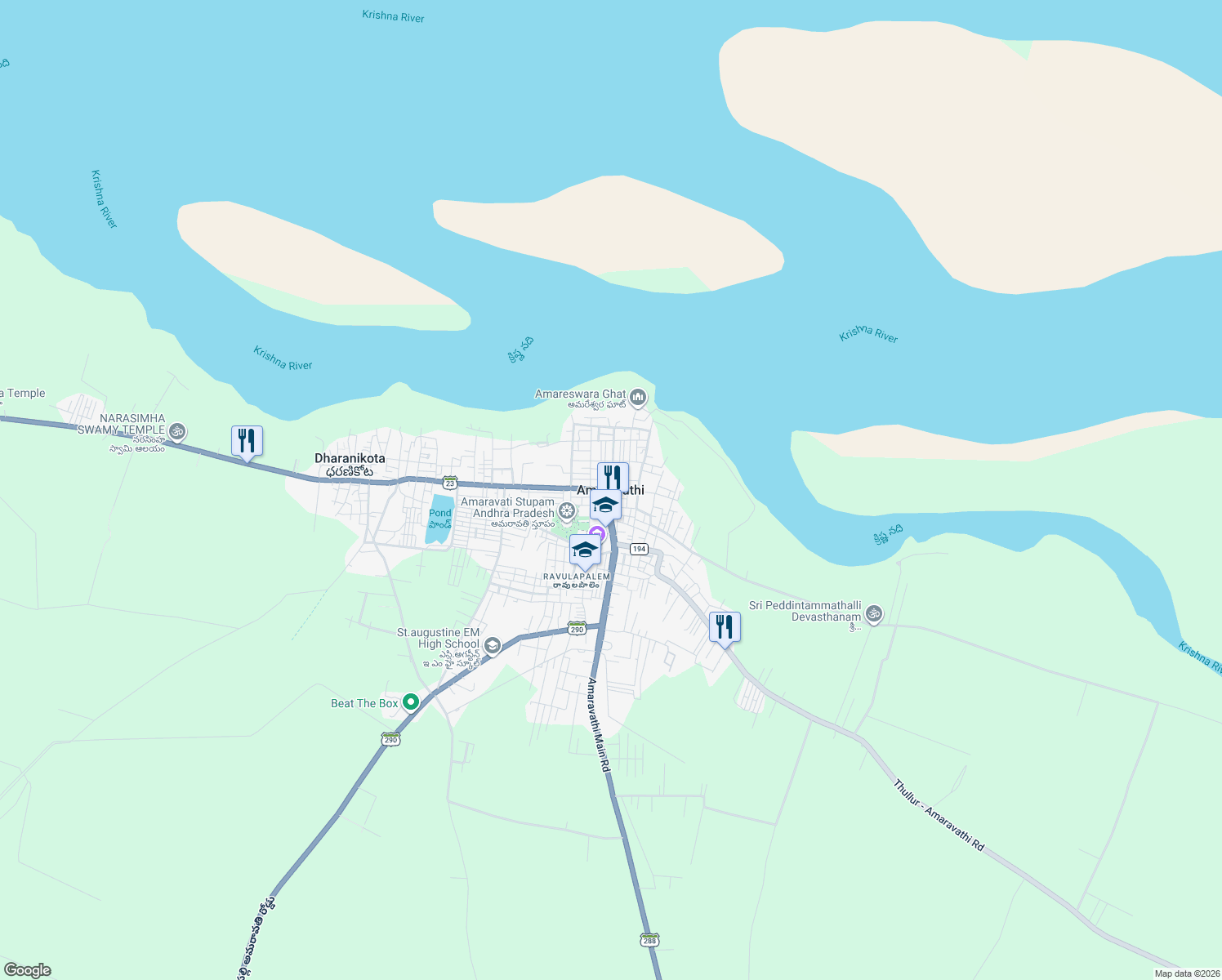 map of restaurants, bars, coffee shops, grocery stores, and more near in Amaravathi