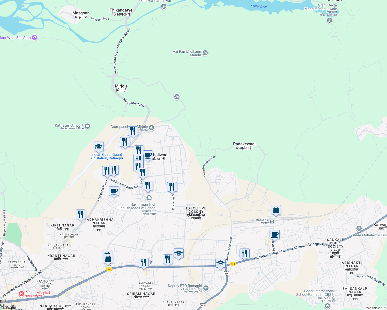 map of restaurants, bars, coffee shops, grocery stores, and more near in Ratnagiri