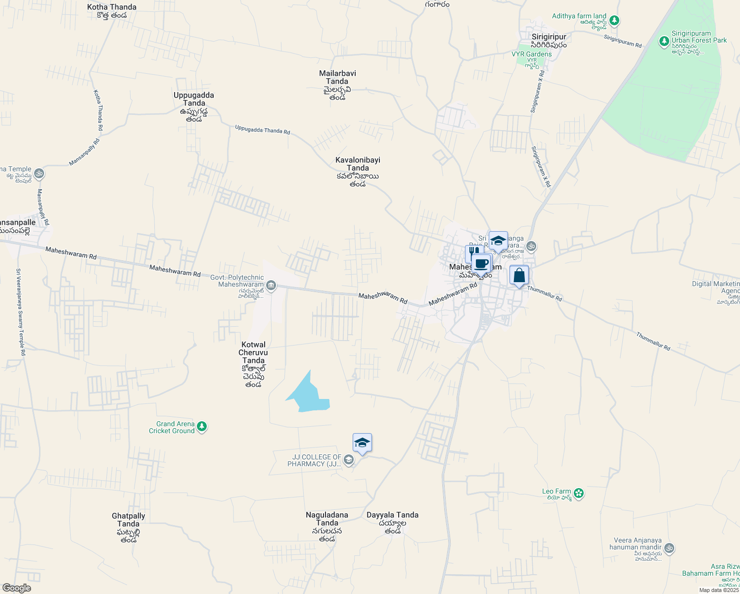 map of restaurants, bars, coffee shops, grocery stores, and more near in Maheshwaram