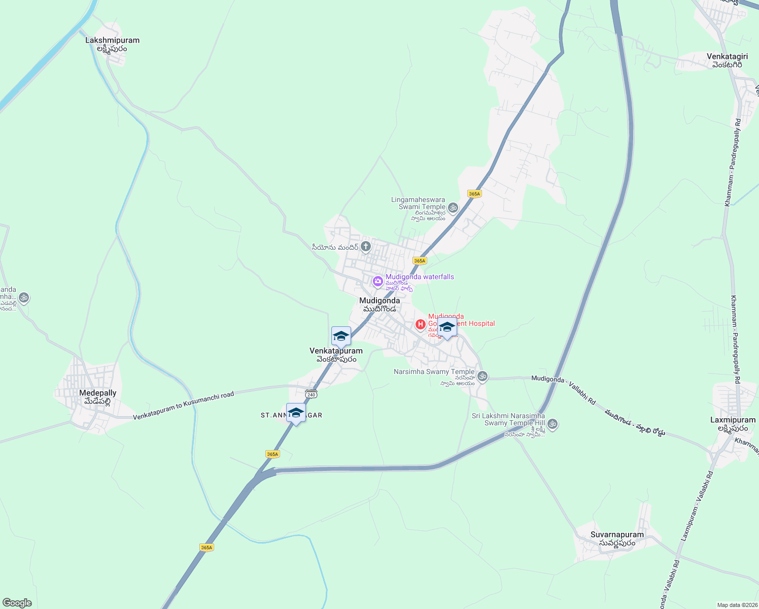 map of restaurants, bars, coffee shops, grocery stores, and more near in Mudigonda