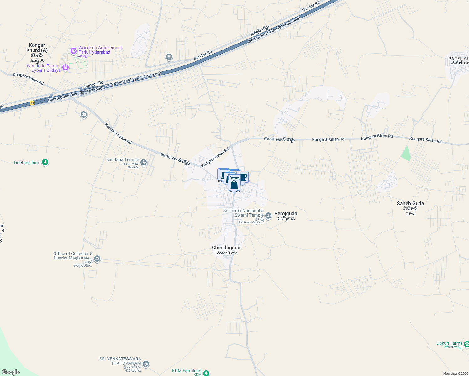 map of restaurants, bars, coffee shops, grocery stores, and more near in Kongara Kalan