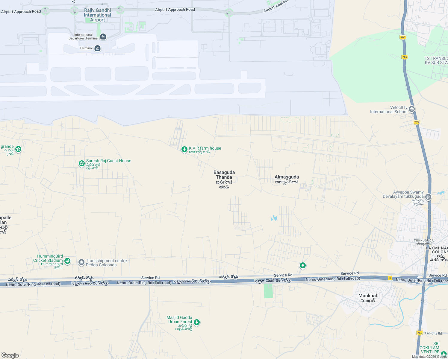 map of restaurants, bars, coffee shops, grocery stores, and more near in Basaguda Thanda
