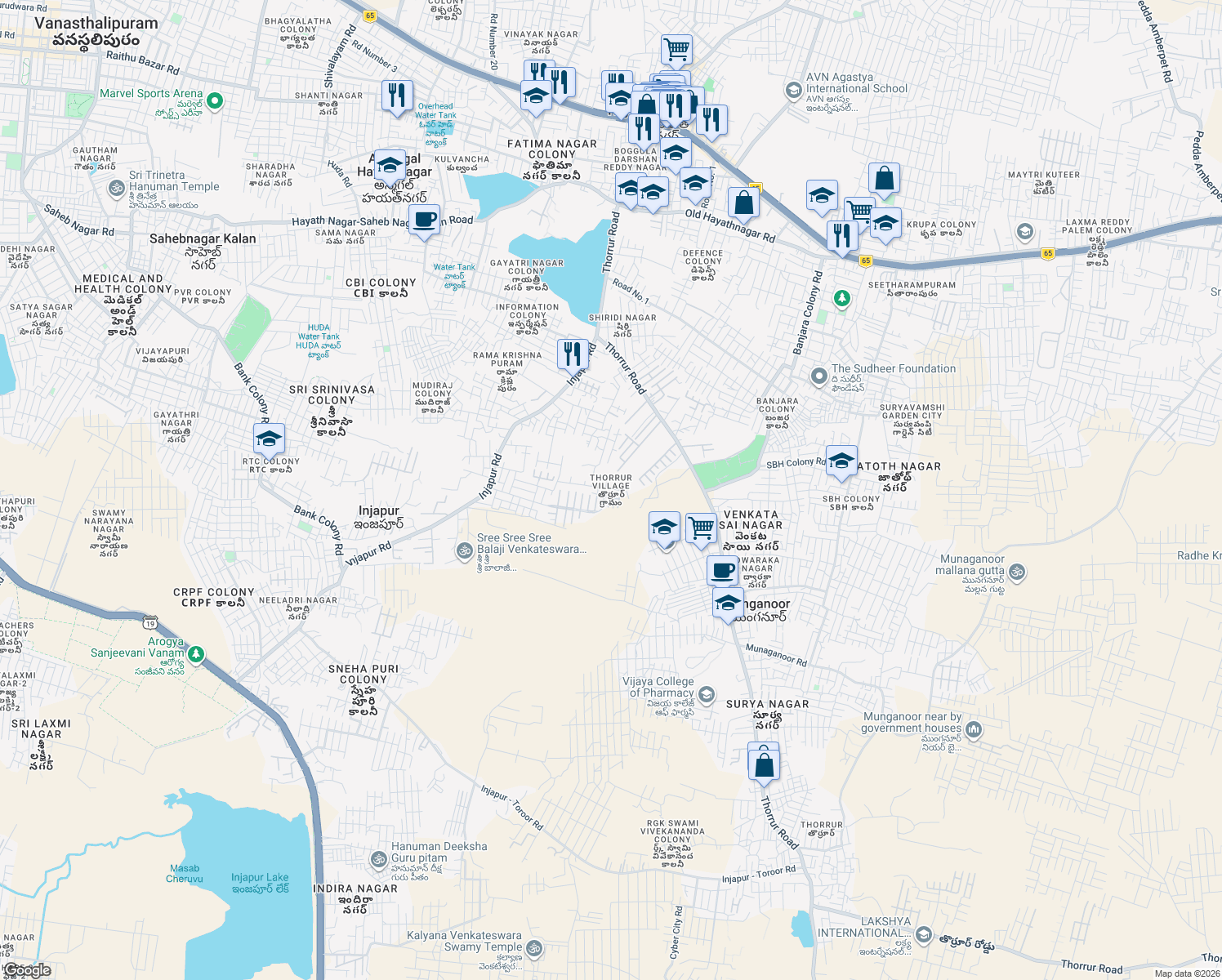 map of restaurants, bars, coffee shops, grocery stores, and more near in Hyderabad