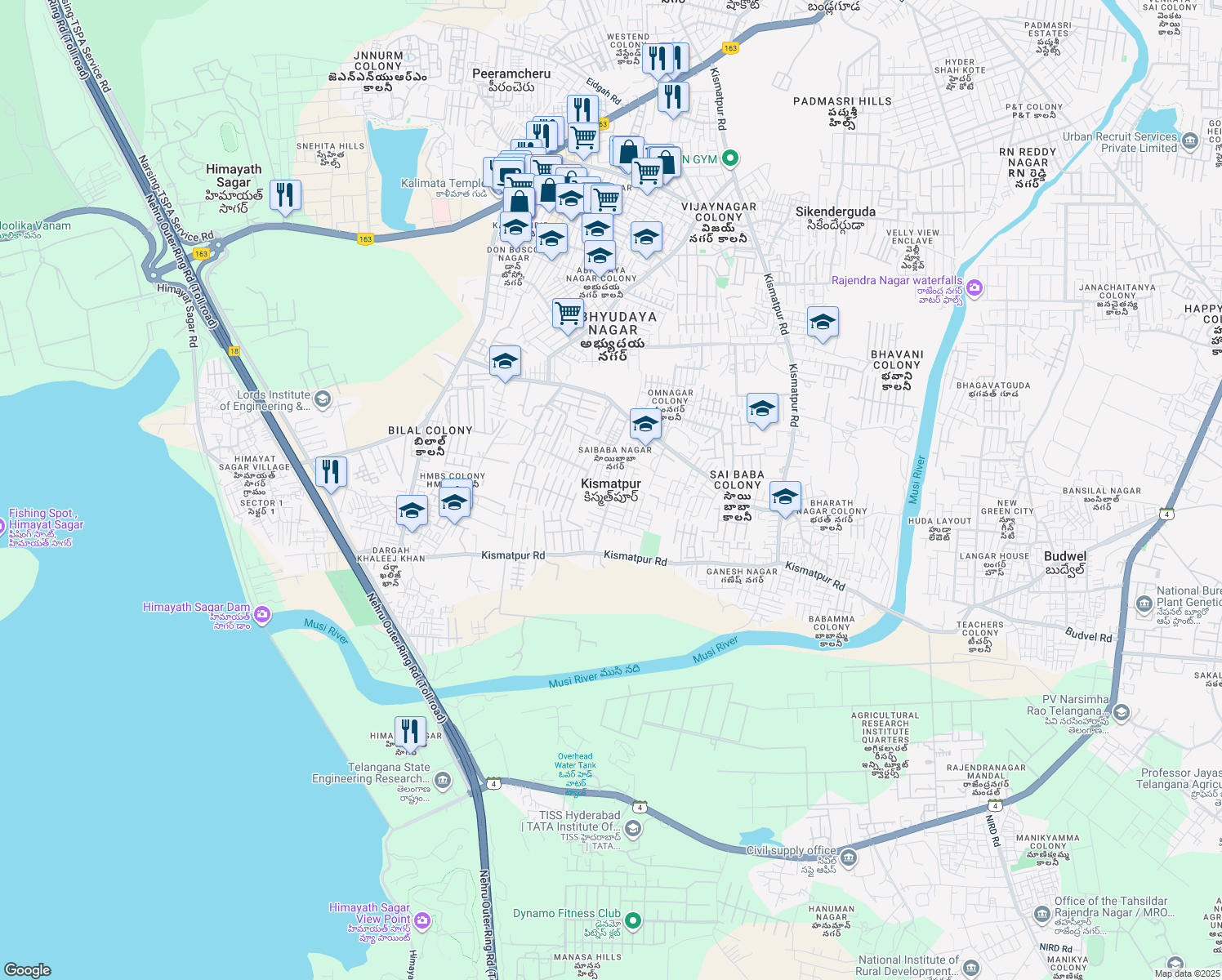 map of restaurants, bars, coffee shops, grocery stores, and more near in Kismatpur