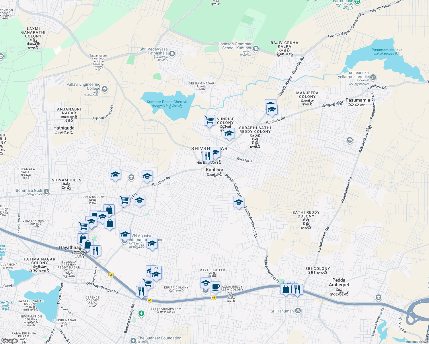 map of restaurants, bars, coffee shops, grocery stores, and more near in Kuntloor