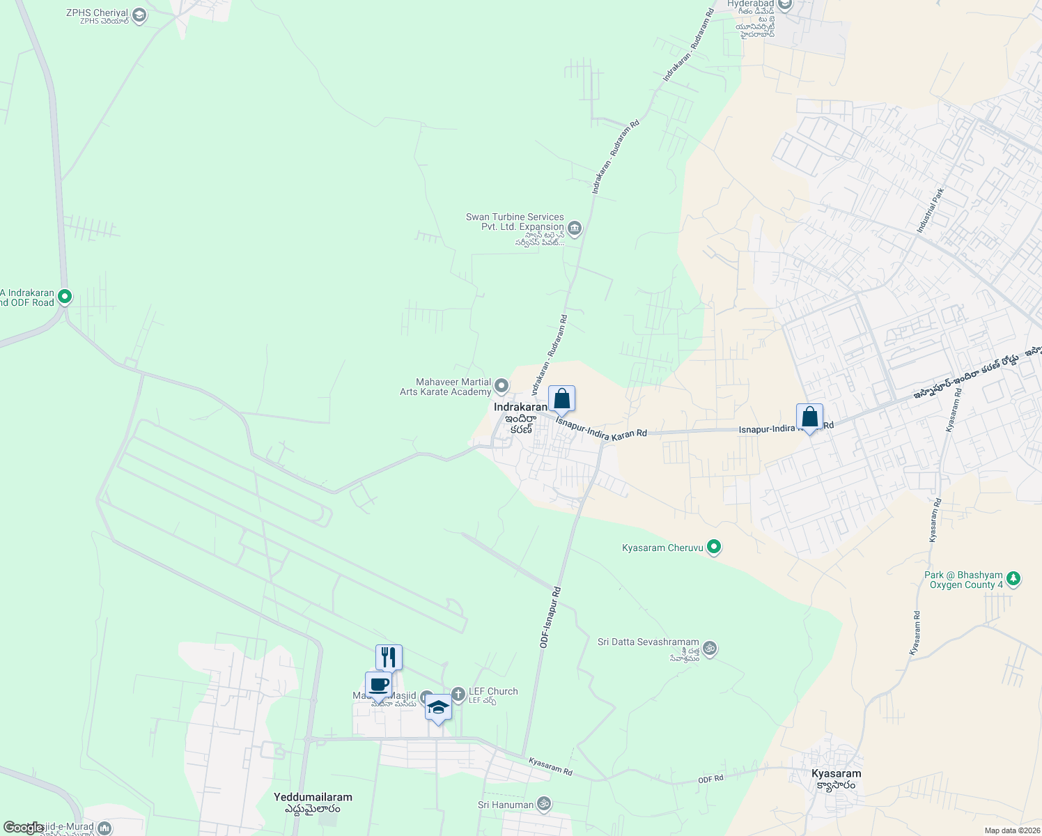 map of restaurants, bars, coffee shops, grocery stores, and more near in Indira Karan
