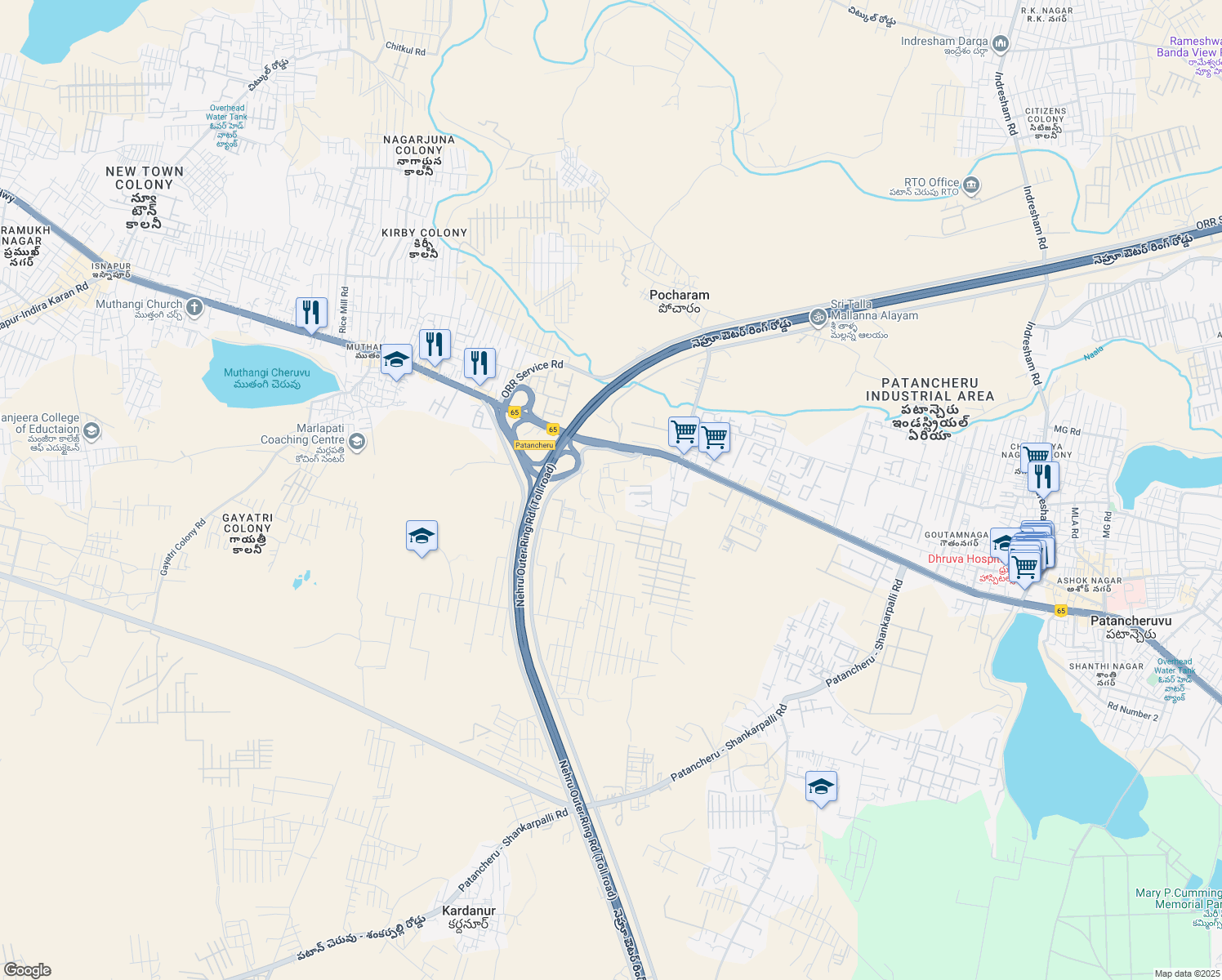 map of restaurants, bars, coffee shops, grocery stores, and more near in Hyderabad