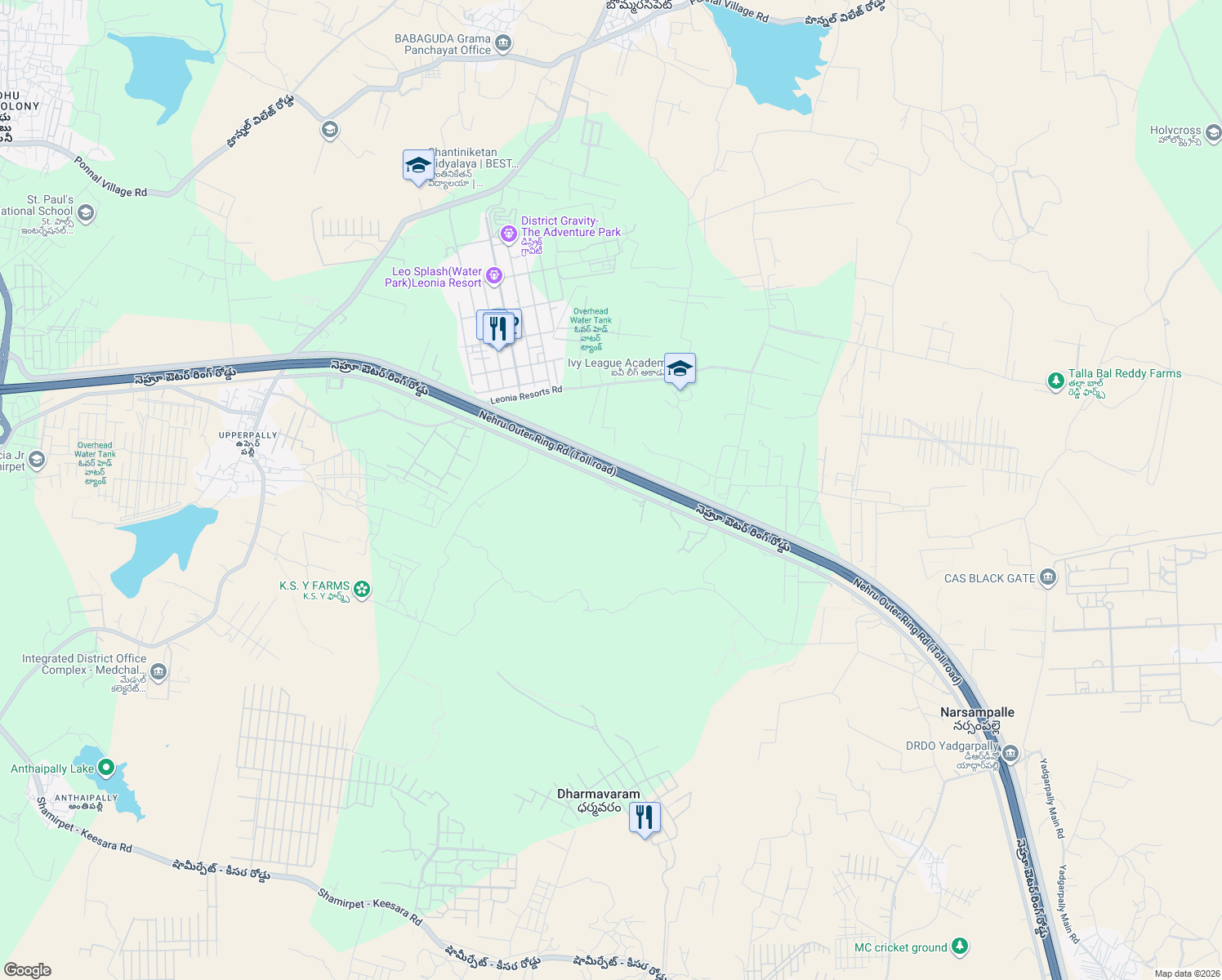 map of restaurants, bars, coffee shops, grocery stores, and more near in Secunderabad