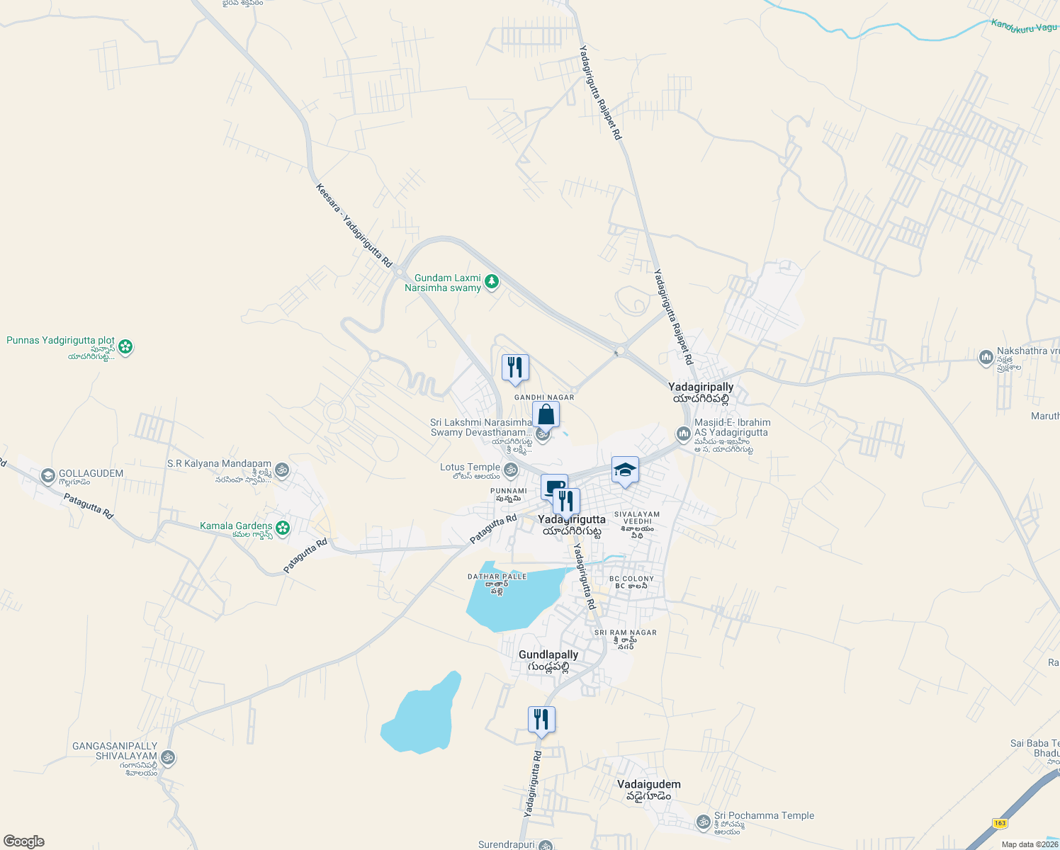 map of restaurants, bars, coffee shops, grocery stores, and more near in Yadagirigutta