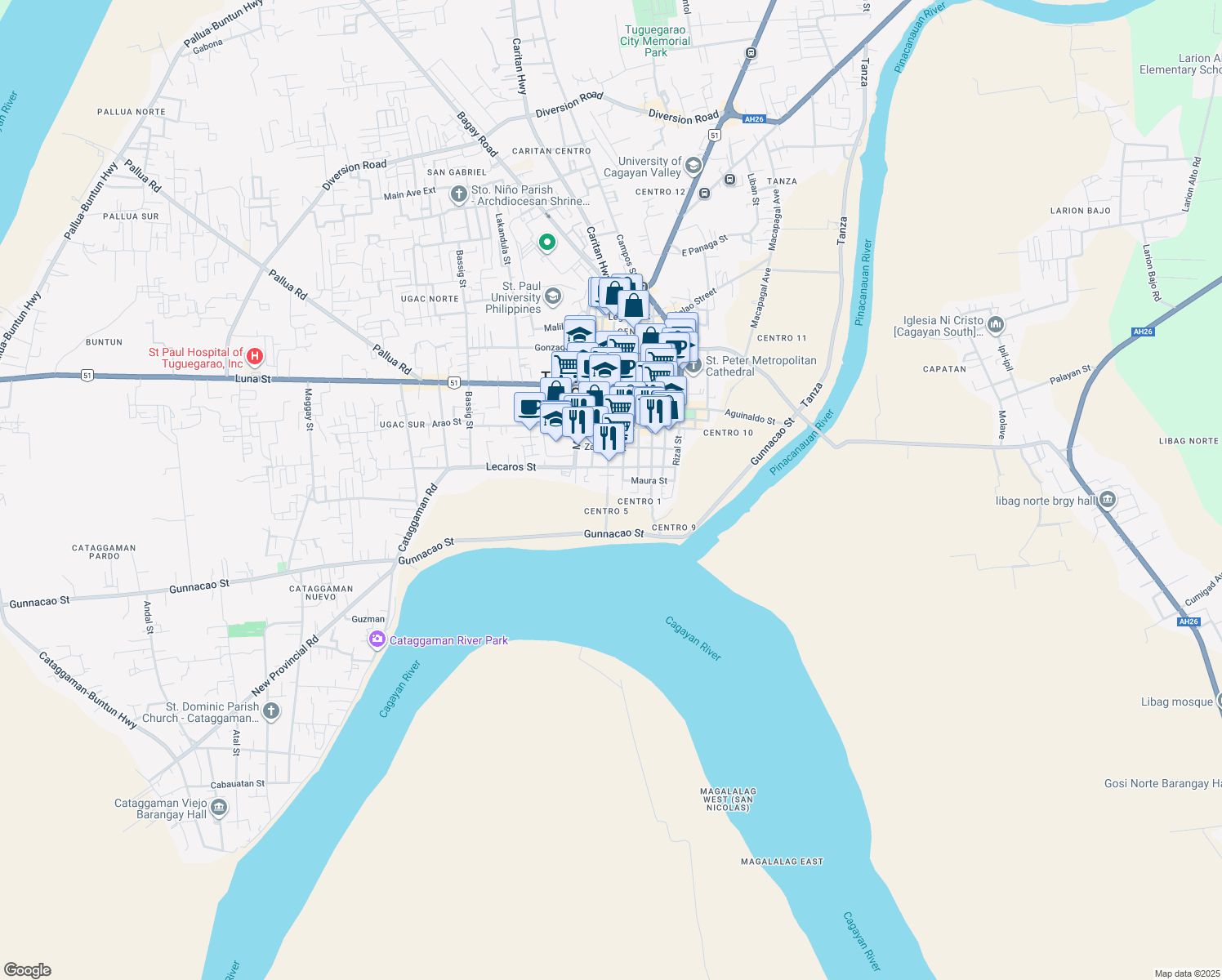 map of restaurants, bars, coffee shops, grocery stores, and more near 10 Taft Street in Tuguegarao City
