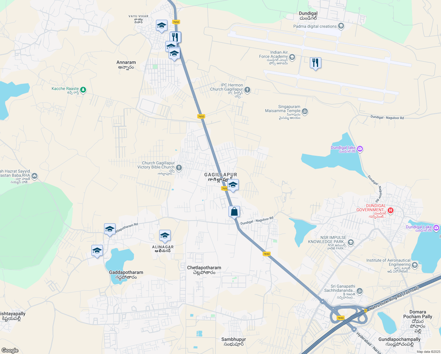 map of restaurants, bars, coffee shops, grocery stores, and more near in Hyderabad