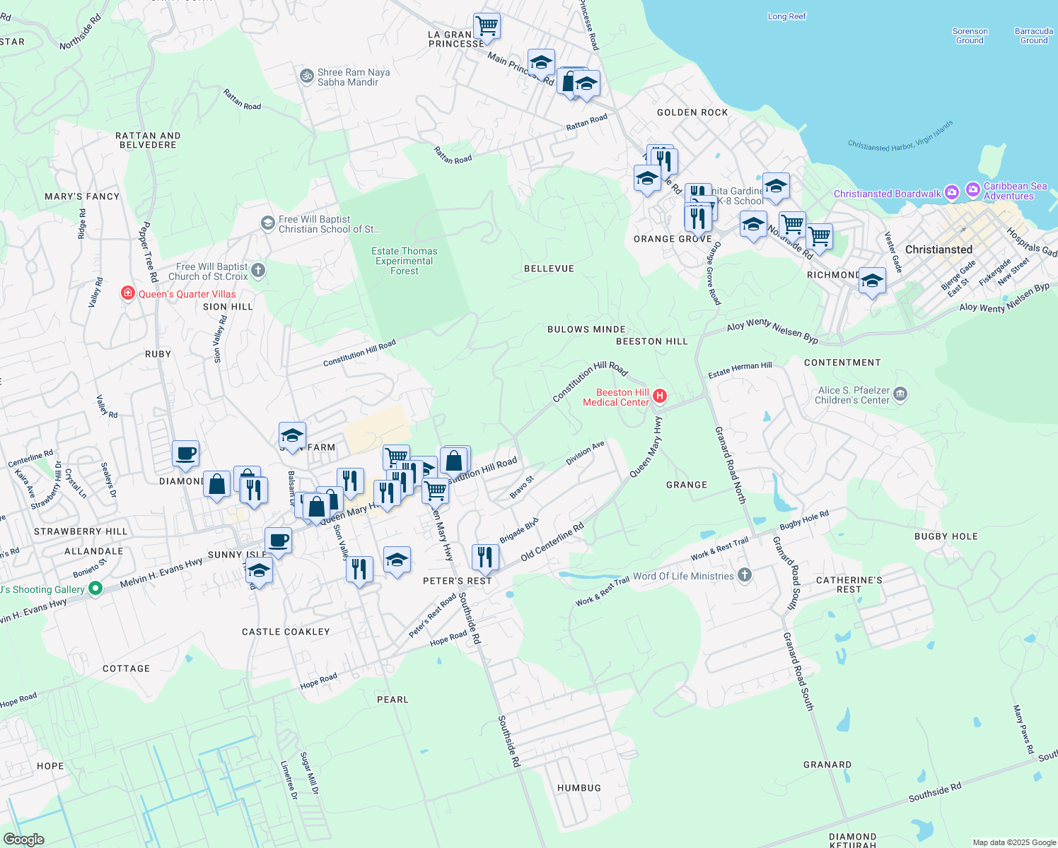 map of restaurants, bars, coffee shops, grocery stores, and more near in 