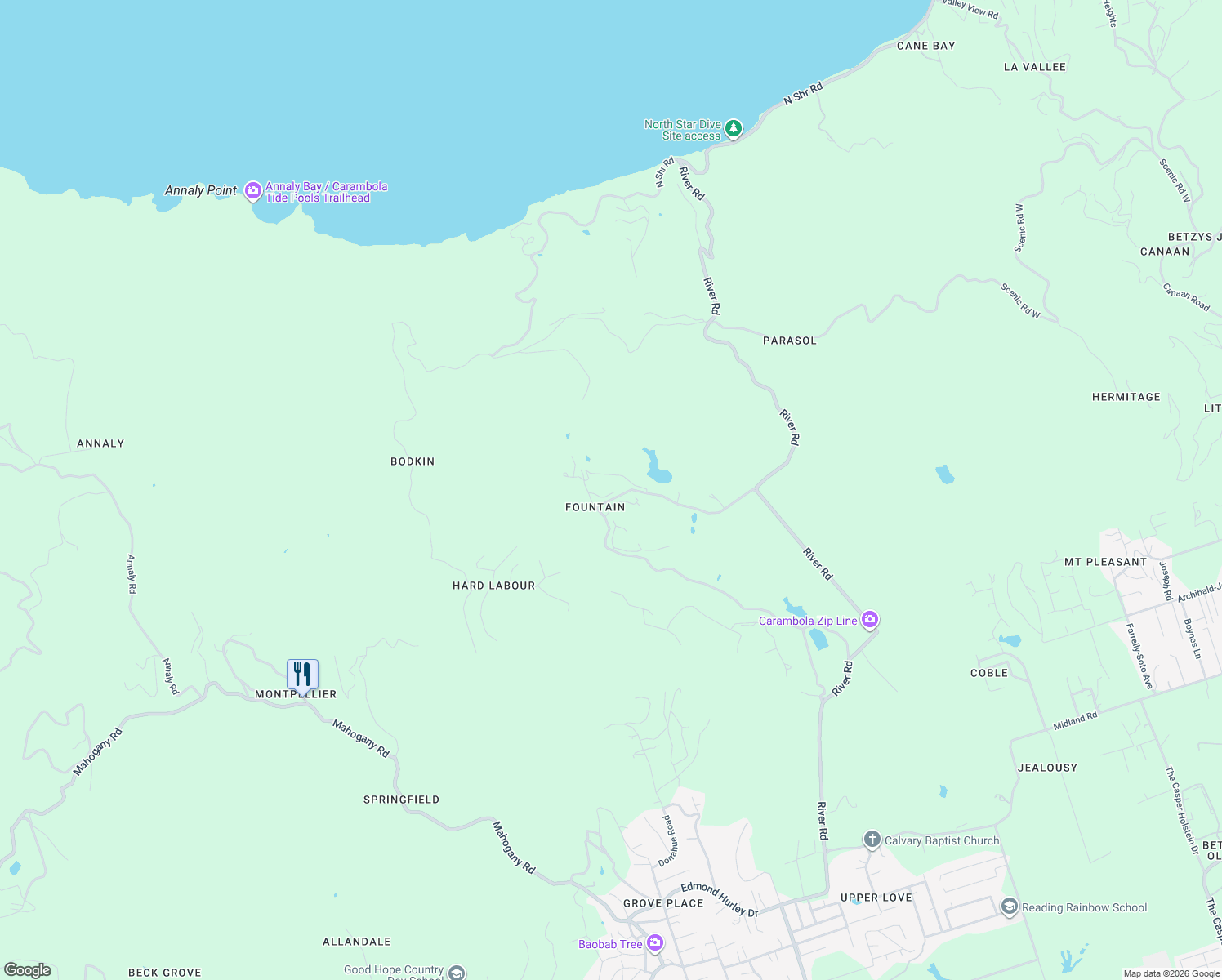 map of restaurants, bars, coffee shops, grocery stores, and more near in Frederiksted