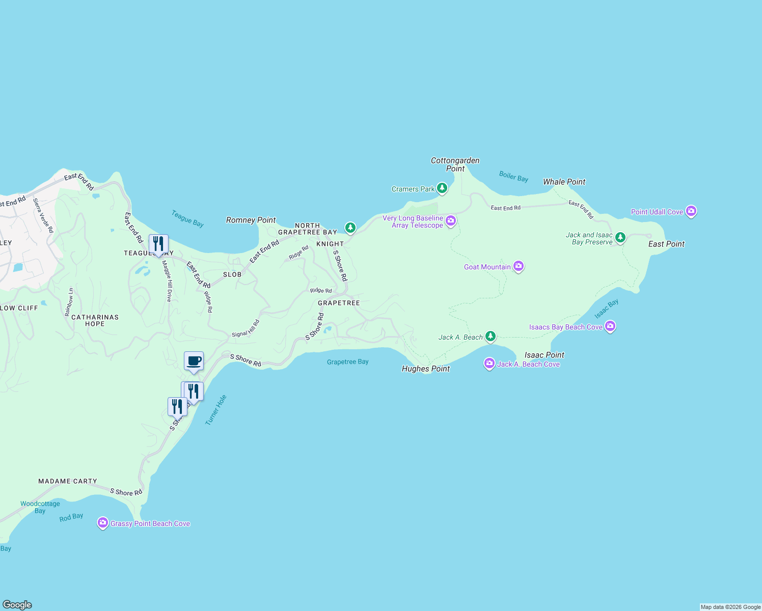 map of restaurants, bars, coffee shops, grocery stores, and more near Deer Hill Road in East End
