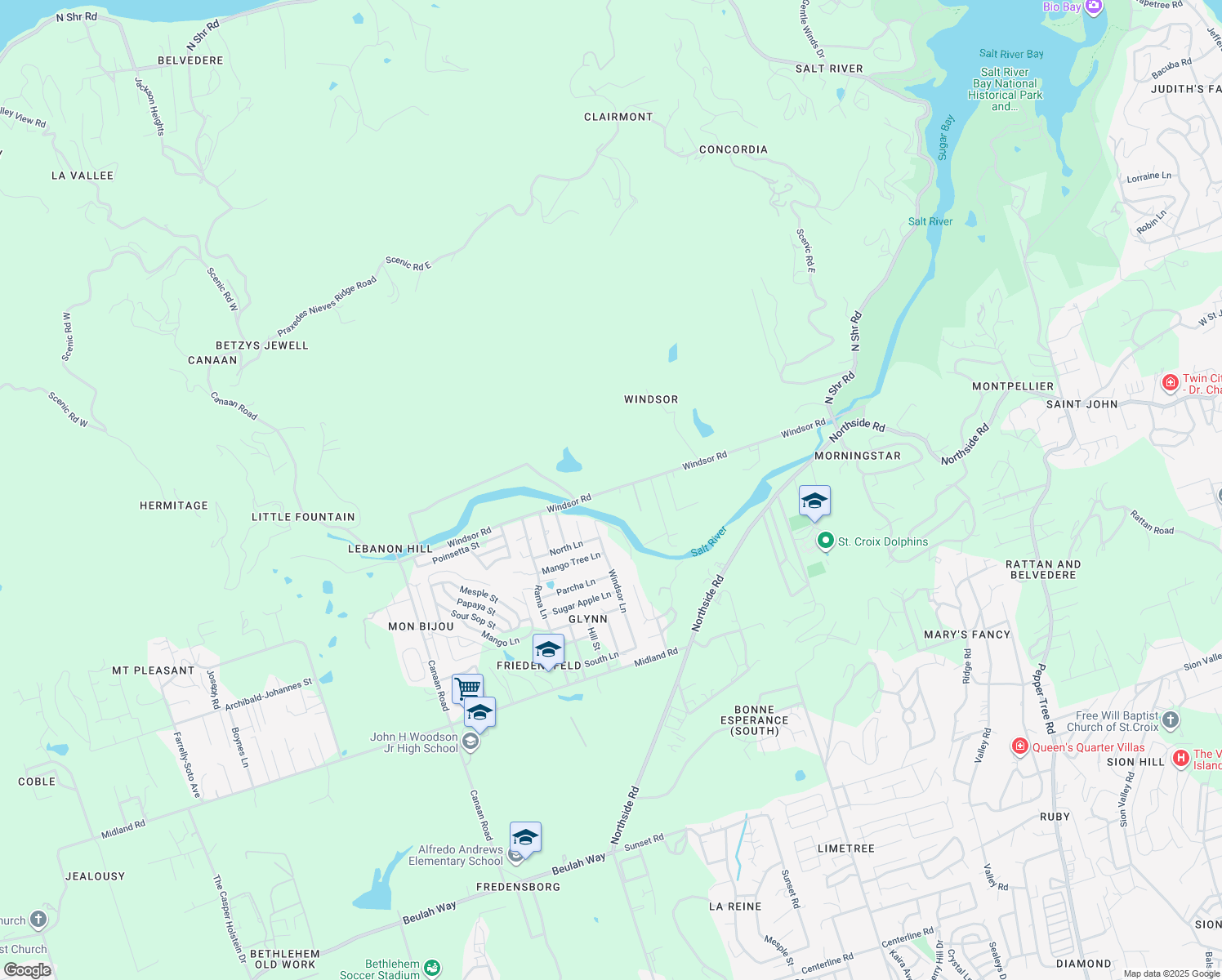 map of restaurants, bars, coffee shops, grocery stores, and more near Windsor Road in Northcentral