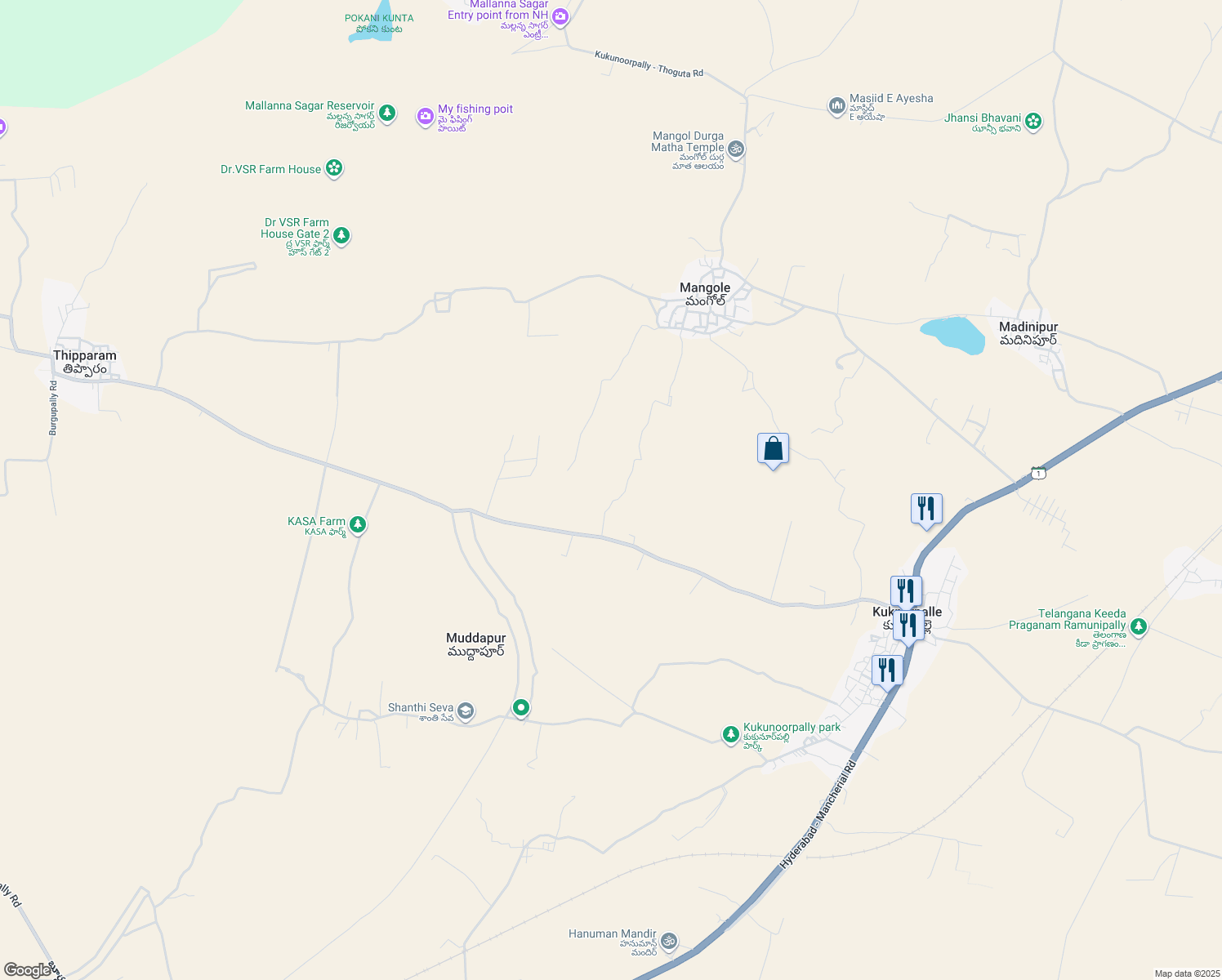 map of restaurants, bars, coffee shops, grocery stores, and more near in Muddapur